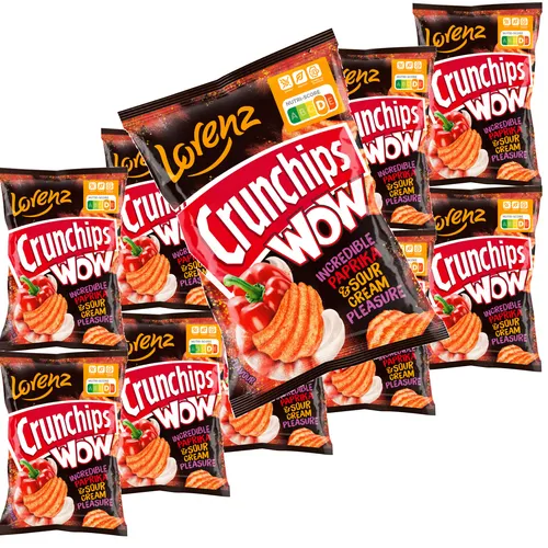 Lorenz Crunchips WOW Paprika & sour Cream geriffelte Kartoffelchips VPE 10x110g