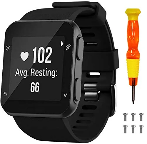 NotoCity Armband für Garmin Forerunner 35/Approach S10, Quickfit Silikon Armbänder Kompatibel mit Garmin Forerunner 35,Mehrfache Farben (Schwarz)