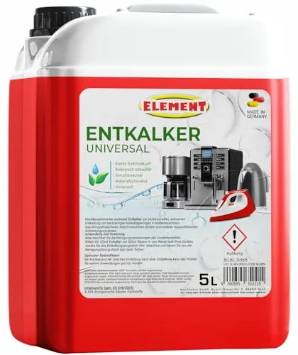 Entkalker 5l Universalentkalker im 5 Liter Kanister für Kaffeevollautomat & Kaffeemaschine | Konzentrat mit Farbindikator | für 40 Anwendungen | universell einsetzbar zur Gerätereinigung