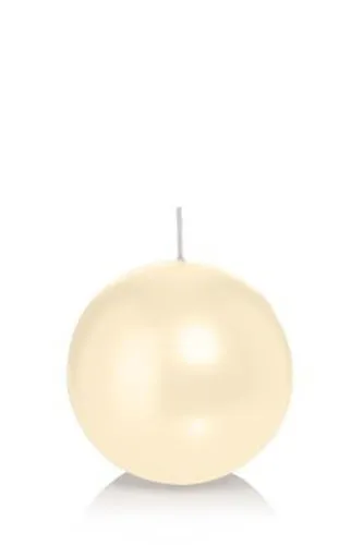 INNA-Glas Kugelkerze MAEVA in Cellophanfolie, creme, Ø8 cm, 25h