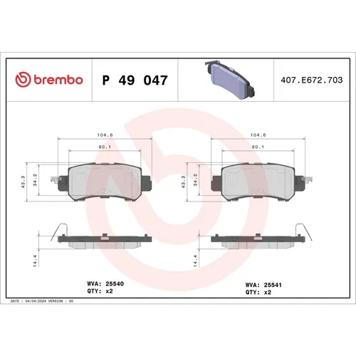Brembo Bremsbelagsatz PRIME LINE P 49 047 - Bremsbeläge für Scheibenbremsen, bieten hohe Bremskraft und Langlebigkeit für sicheres Fahren.