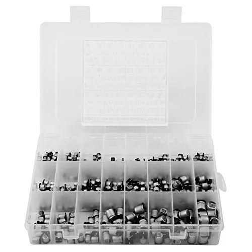 Value 400Pcs Elektrolytkondensator-Sortiment-Box-Kit, SMD-Aluminium-Elektrolytkondensator-Sortiment-Box-Kit, zum Herstellen von Schaltungen, Bereich 0.1uF－1000uF 24