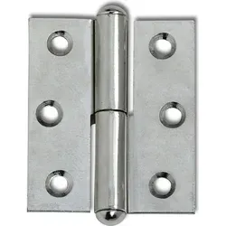 Möbelband Gerade - Halbrundkopf Links, 50x40 Mm, Stahl Vernickelt