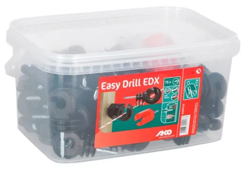 AKO Fencing Easy Drill Ringisolator EDX, 75 Stück im Eimer - Rinderhaltungs- & Molkereiausrüstung, ideal zur einfachen Installation von Weidezaun mit langlebigen Ringisolatoren.