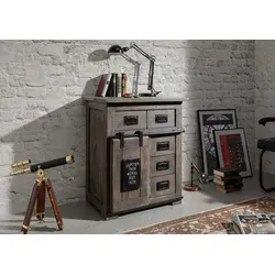 Kommode Mango 70x45x85 grau lackiert RAILWAY #211 in grau von Massivholzmöbel24