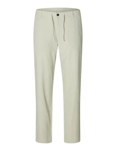 SELECTED MEN Herren Slh172-Slimtape Brody Linen BLD PNT Noos, Aqua Gray, L - Elegante Herrenhose im Slim Fit aus leichtem Leinenmix, ideal für warme Tage. Mit Kordelzug und Reißverschluss für optimalen Tragekomfort.
