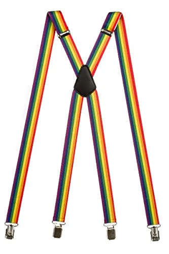 Olata längenverstellbare unisex Hosenträger bunt mit Clips/Regenbogen Hosenträger - 2,5cm, X-Form