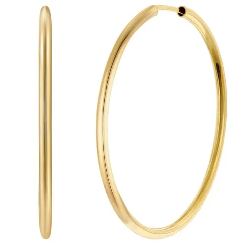 trendor Damen-Ohrringe Creolen 925 Silber Vergoldet Ø 40 mm modischer Ohrschmuck für Frauen, zeitloses Accessoire, 28171-40