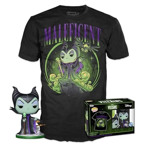 Funko Pop! & Tee: Villains - Maleficent - Diamant-Glitzer - Extra Large - (XL) - Disney - T-Shirt - Kleidung mit Vinyl-Sammelfigur - Geschenkidee - Spielzeug und Kurzärmeliges Top Für Erwachsene