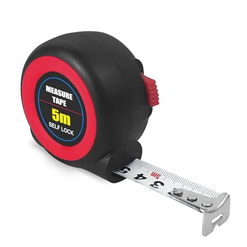 Wantli Bandmass 5m x19 mm, Profi extra starkes gebogenes Band, mit Polymer-Schutzanstrich, robustes Kunststoffgehäuse, mit automatischen Feststeller,automatischen Rücklauf,Gürtelclip,nylon Hand Seil