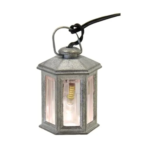 FADEDA Laterne weiß, 6-eckig, 3,5V /Höhe: 3cm/handbemalt/detailgetreue Krippen Figuren - Weihnachten Tisch Dekoration Krippe Zubehör
