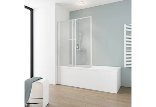Schulte Badewannenfaltwand Komfort, 2-tlg, 70-118x140 cm, ausziehbar - Badewannenfaltwand aus Kunstglas mit strukturiertem Tropfen-Dekor, beidseitig montierbar und inkl. Handtuchhalter – ideal für platzsparende Lösungen im Badezimmer.