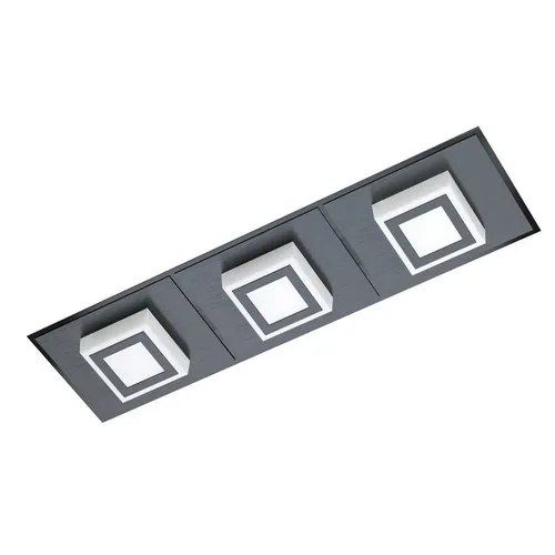 EGLO LED Deckenleuchte Masiano 1 - 3-flammige Wand- und Deckenlampe - Moderne 3-flammige LED Deckenleuchte aus Aluminium und Stahl in Schwarz, ideal für jedes Zimmer. Energieeffizient mit 15.000 Stunden Lebensdauer und warmweißem Licht.