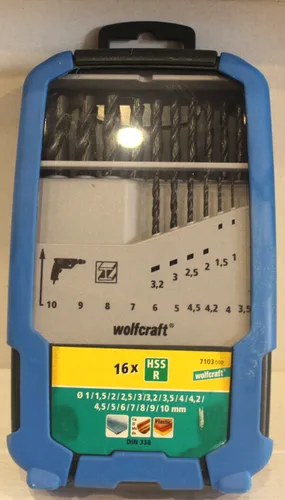 Wolfcraft HSS-R Metallbohrer rollgewalzt Ø 1-10 mm 16 Stück - Neu - KG2 349