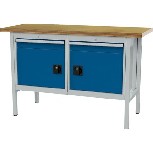 Forum Kastenwerkbank B1500mm 2 Schubladen 2 Türen RAL7035/5010, 4317784968959