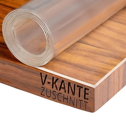Transparent Tischfolie Schutzfolie Folie leicht mattiert Abgeschrägte V-Kante Eckig 110 x 165 cm Tischdecke Maschinenzuschnitt