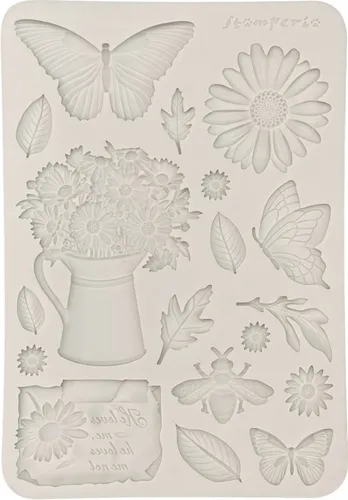 Produktbild Stamperia Silikonform A5 Daisy Art Blumen Schmetterling Form 21x15 cm