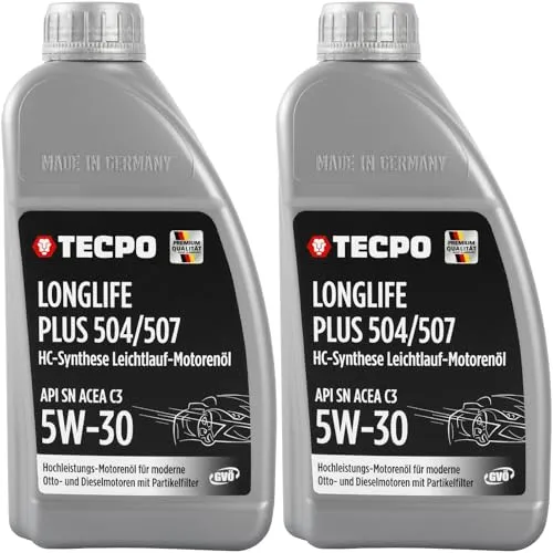 TECPO Motoröl 2 Liter 5W-30 LONGLIFE Plus HC Synthese ACEA C3 API SN / 504/507 / 229.31 229.51 / LL-04 C30