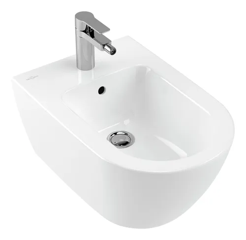 Villeroy & Boch Subway 2.0 Bidet - Wandhängend mit Hahnloch und Überlauf - Bidet in Weiß Alpin, bietet modernen Komfort und stilvolles Design für Ihr Badezimmer.