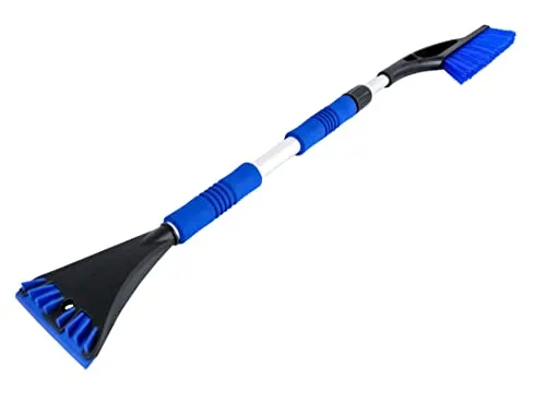 Pullach Hof Eiskratzer mit Schneebesen mit Schaumstoffgriff ausziehbar von 89cm auf 117cm, stabil, Besenfläche 23cm, Eiskratzer ca. 11cm breit