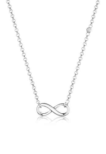 Elli Diamonds Halskette Damen aus Sterlingsilber mit Diamant - Elegante 40 cm lange Halskette aus 925 Sterling Silber mit funkelndem 0.015ct Diamanten im Unendlichkeitsdesign, ideal für besondere Anlässe.