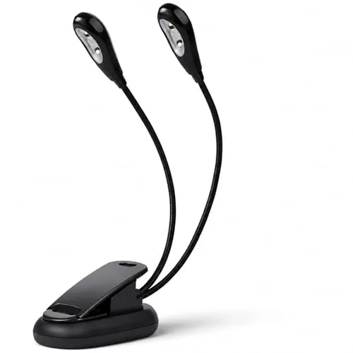 Notenständer Lampe, LED Clipleuchte mit doppelt verstellbarem Arm und USB-Kabel, 6 LED Perlen für Musikpult, Nachtlektüre und Bett (6 Perlen)