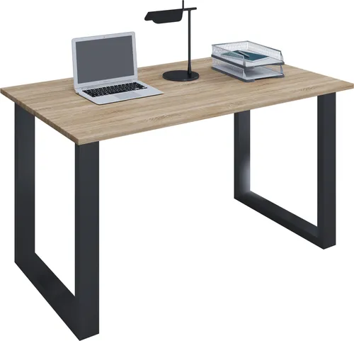 VCM my office Lona Schreibtisch Sonoma-Eiche mit U-Fuß-Gestell schwarz 160 x 80 cm - Der VCM my office Schreibtisch vereint Funktionalität und modernes Design. Mit kratzfester Oberfläche und stabiler Bauweise ist er ideal für produktives Arbeiten. Perfekt für jedes Büro!