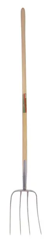 Kerbl Spatengabel Dunggabel mit gewachstem Eschenstiel - Robuste Dunggabel mit 4 Zinken und ergonomischem 135 cm Eschenstiel – ideal für Stallreinigung und Gartenpflege, bietet hohen Komfort und Stabilität.