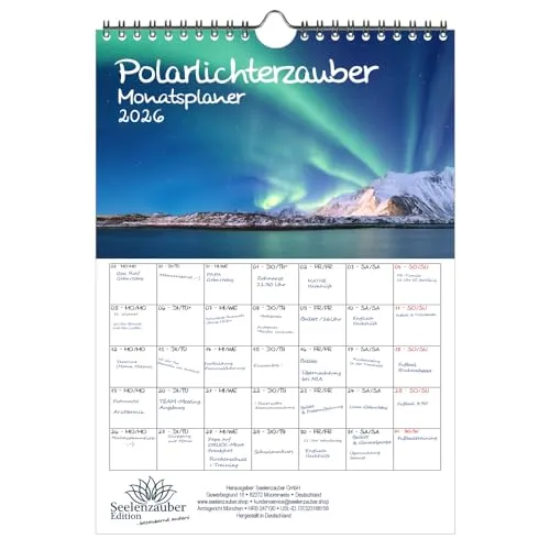Polarlichterzauber Planer DIN A4 Kalender für 2026 Polar Nordlichter - Seelenzauber