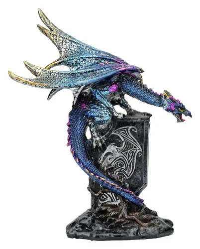 Figuren Shop GmbH Fantasy-Figur Drachen Figur mit Wappen - Draconic Sigil - Ein Blickfang für Sammler: Die Drachen Figur 'Draconic Sigil' bringt magische Atmosphäre in jedes Zuhause. Entdecken Sie auch unser weiteres Sortiment an einzigartigen Fantasy-Dekofiguren! Der perfekte Akzent für Ihre Sammlung.