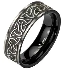 BUNGSA Fingerring 70 (22.3) Ring Keltenknoten Silber/Schwarz aus Edelstahl Unisex (Ring, 1-tlg), Unisex silberfarben 70 (22.3)