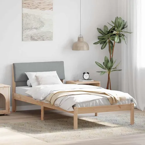Maison Exclusive Bettgestell Braun und Hellgrau 100 x 200 cm aus Massivholz