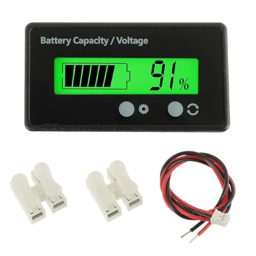 EPLZON Batteriekapazitäts Voltmeter Monitor, DC 12V 24V 36V 48V 60V 72V Batteriemessgerät, Batteriekapazität Spannung Meter Blei-Säure und Lithium Ion Batterietester (Grünes Licht)