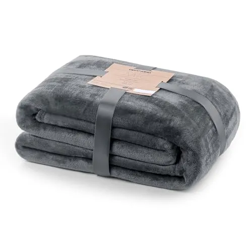 DecoKing Kuscheldecke 160x210 cm grau Decke Microfaser Tagesdecke Fleece weich sanft kuschelig anthrazit Graphit Grey dimgray Charcoal Mic