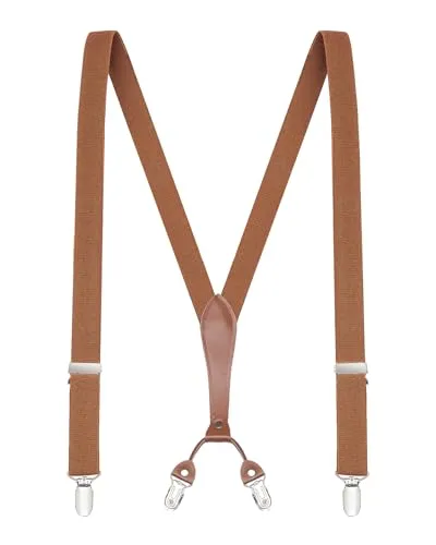 Buyless Fashion Herren Y Hosenträger - 122cm elastische verstellbare Riemen 2,5 cm - 5118-Camel