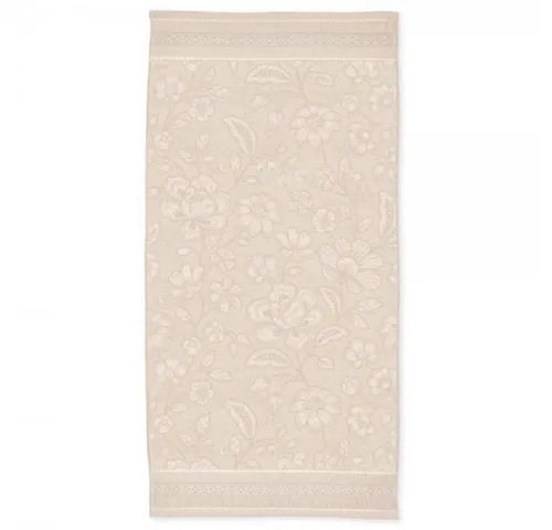 Pip Studio Jasmin Jaquard Duschtuch Sand 70x140cm - Duschtuch aus reiner Baumwolle, 70x140cm groß, mit weicher Textur und elegantem Jacquard-Webmuster für ein einladendes Badezimmer.