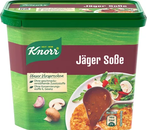 Knorr Jägersoße 2L - 184g - Brühe & Bratensaucen, cremige Jägersoße in praktischer Dose, ideal für herzhafte Gerichte und schnelle Zubereitung.