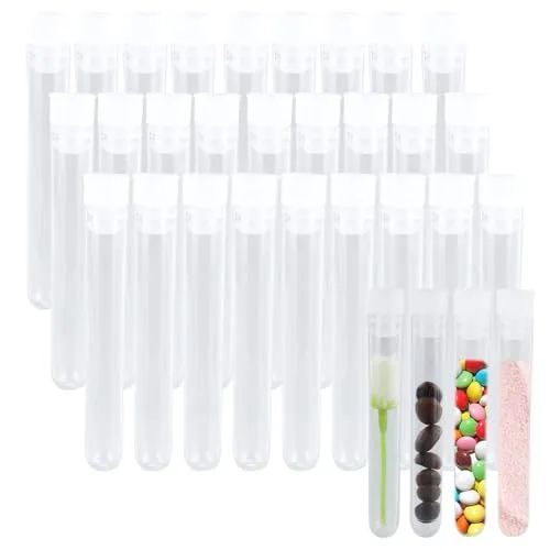 Stück Plastikröhrchen, leere Probenröhrchen, Geschenkröhrchen mit Deckel, klare Röhrchen mit Deckel, für Perlen, Bonbons, Nadeln 60