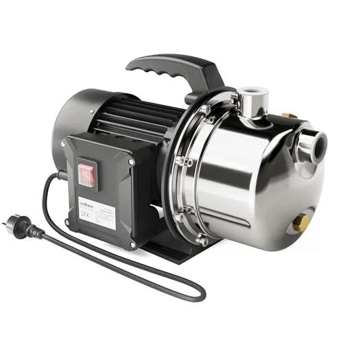 Wiltec Hauswasserwerk JET110S 1100W 4600L/h tragbare Gartenpumpe Edelstahl Hauswasserautomat Garten Wasserpumpe elektrische Pumpe