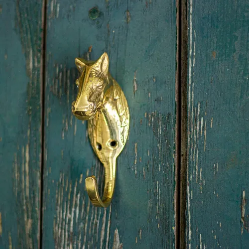 Kleiderhaken als Pferd, Haken aus Messing, Wandgarderobe, Handtuchhalter