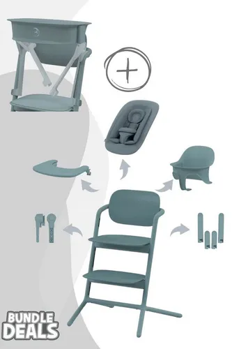Cybex Lemo 5in1 Hochstuhl Set inkl. LemoTower in Stone Blue - Vielseitiger Hochstuhl für Kinder bis 15 kg, mit 5 Funktionen für maximale Flexibilität. Ideal für eine sichere und komfortable Essenszeit.