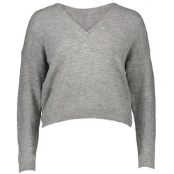 ONLY Damen Onlmanifesta Ls Reversible Bf KNT Pullover, Light Grey Melange - Stylischer reversibler Pullover für Damen von ONLY, mit elegantem schwarzen Spitzen-Detail für vielseitige Looks.