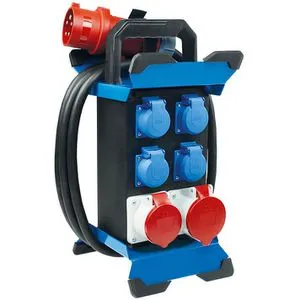 as-Schwabe CEE-Stromverteiler Stecky 13 - Mobiler Stromverteiler mit 2x CEE 32A und 4x Schutzkontakt, IP44 Spritzwasserschutz und FI-Schutzschalter für sichere Nutzung im Außenbereich