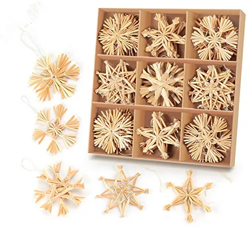 Anstore 36-teiliges Strohsterne Set, 6 cm, Strohsterne Baumschmuck Weihnachtsdekoration