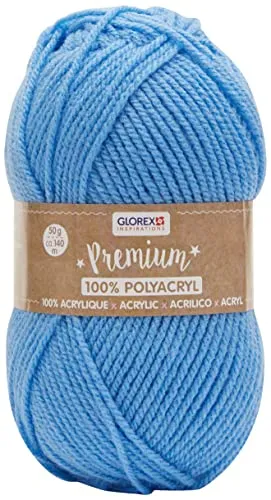 Glorex 5 1001 07 - Premium Wolle aus 100 % Acryl, leicht zu verarbeiten, vielseitig einsetzbar, wärmend, weich, nicht kratzend, 50 g, ca. 140 m, blau