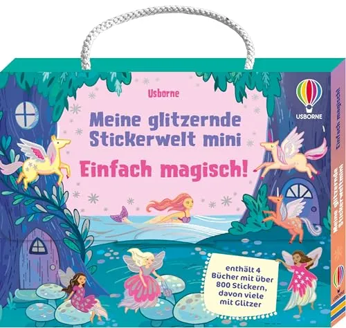 Meine glitzernde Stickerwelt – mini: Einfach magisch!: vier handliche Stickerhefte im praktischen Koffer mit Kordelgriff – mit über 800 Stickern, ... 3 Jahren (Meine-glitzernde-Stickerwelt-Reihe)
