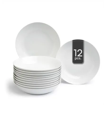 Home4You Suppenteller 12er Set, Weiß, Ø 20 cm in weiß von Home4You