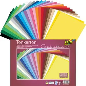 Folia Fotokarton 612225/25 99, 25 x 35 cm, 25 Farben sortiert, 220g/m², 25 Blatt