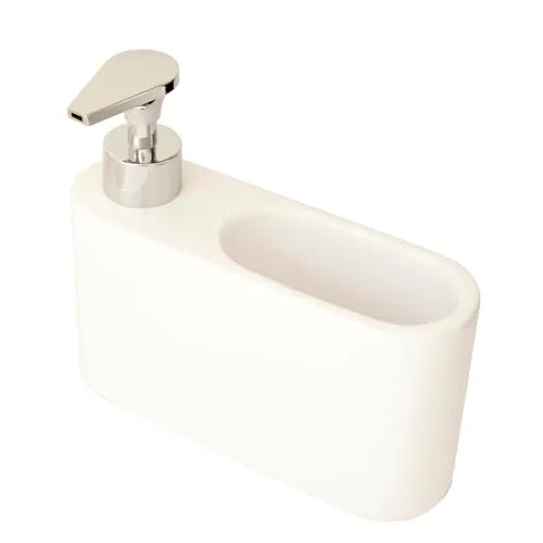 Kook Time Spülmittelspender für Küche, Weiß Keramik Seifenspender, Spüli Spender, Spülspender und Soap Dispenser, Ideal als Spülmittel Spender für Küche, 18 x 6 x 15.8 cm