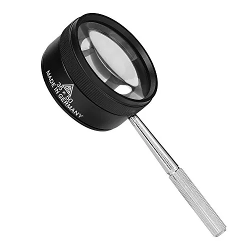 Handlupe 35x mit Abnehmbarem Griff - Leselupe aus Metall und Glas, ideal für Handwerk und Hobbys. Erreicht 35-fache Vergrößerung und zeigt Details klar. Perfekt für Erwachsene und Senioren.